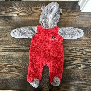 University of Georgia hooded zip fleece romper 0-3m